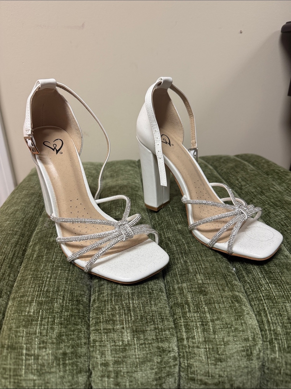 Women’s White Strappy Block Heel Sandals